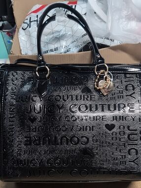Juicy Couture Black Logo Tote with Heart Charm